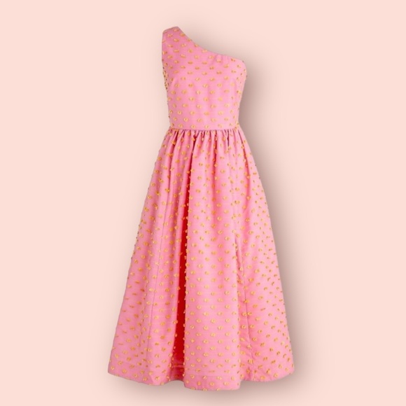 J.crew pink one shoulder pom dress size 16 (A14)